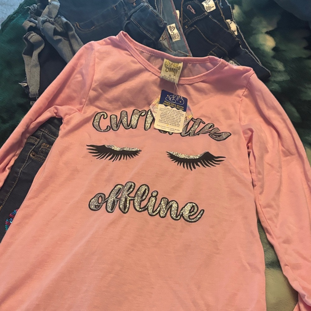 Jumping Beans Pink Long Sleeve Tee with Glitter Text